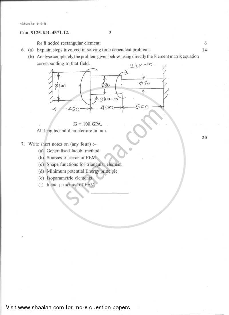 Finite Element Analysis 2012-2013 - B.E. - Semester 8 (BE Fourth Year) - University of Mumbai question paper with PDF download