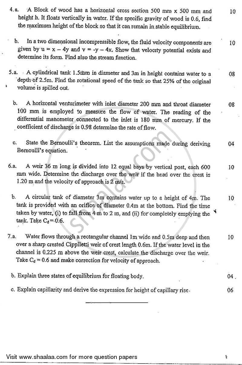 Fluid Mechanics 1 2011-2012 - B.E. - Semester 3 (SE Second Year) - University of Mumbai question paper with PDF download
