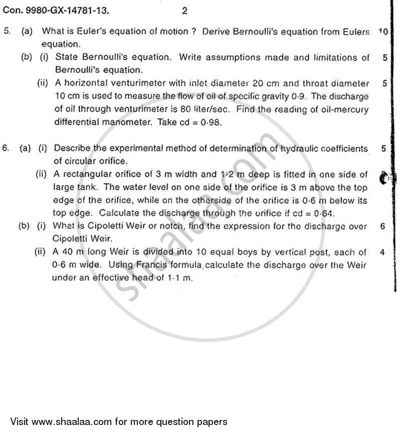 Fluid Mechanics 1 2013-2014 - B.E. - Semester 3 (SE Second Year) - University of Mumbai question paper with PDF download