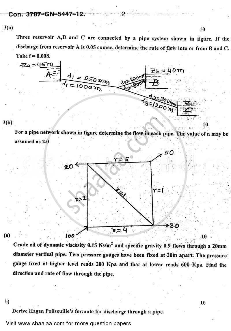 Fluid Mechanics 2 2011-2012 - B.E. - Semester 4 (SE Second Year) - University of Mumbai question paper with PDF download