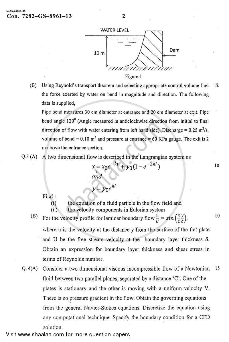Fluid Mechanics 2012-2013 - B.E. - Semester 5 (TE Third Year) - University of Mumbai question paper with PDF download