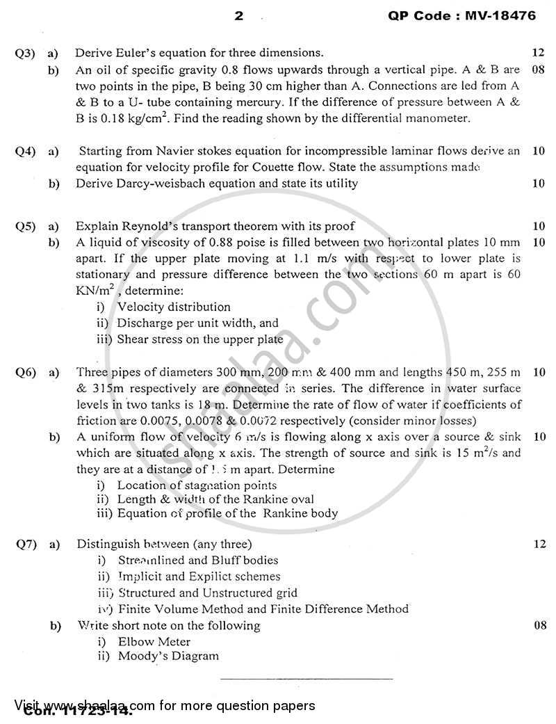 Fluid Mechanics 2013-2014 - B.E. - Semester 5 (TE Third Year) - University of Mumbai question paper with PDF download