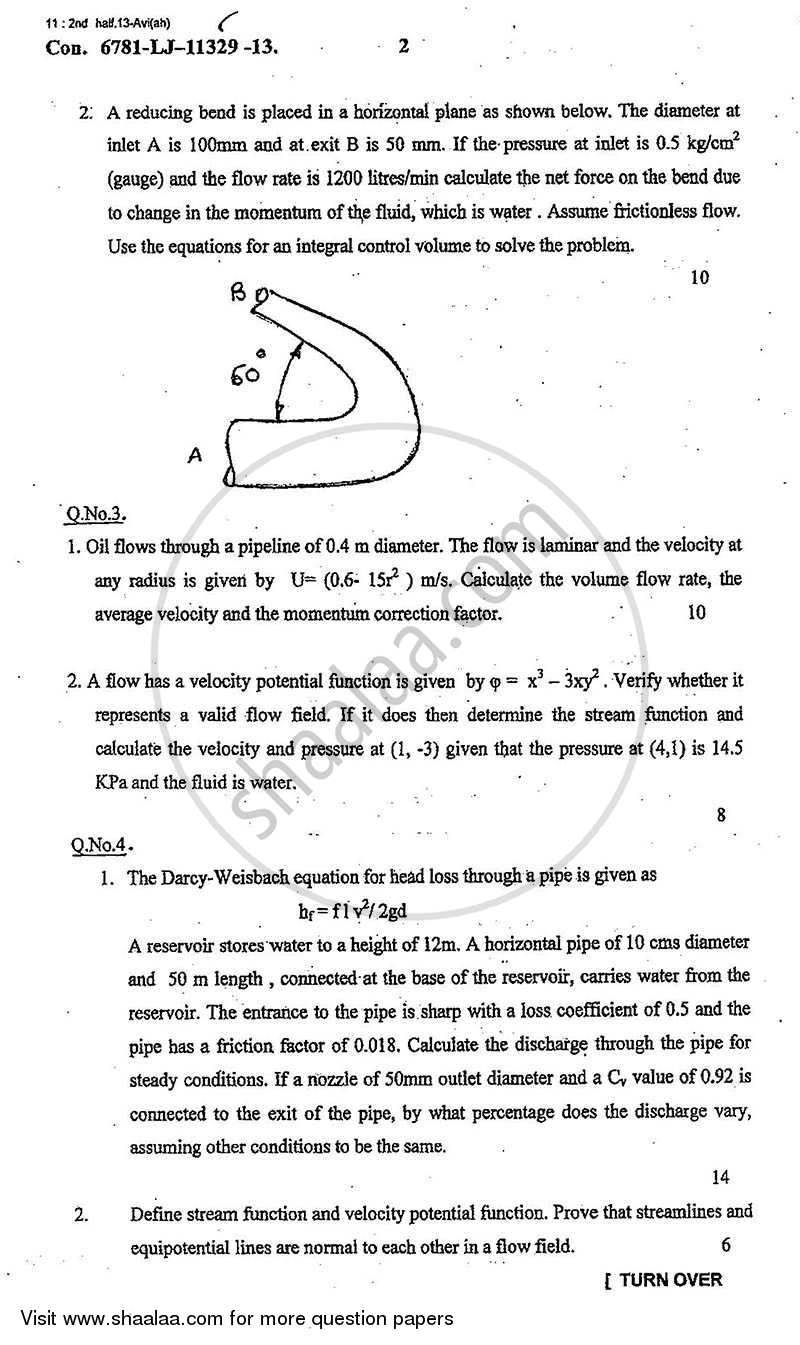 Fluid Mechanics 2013-2014 - B.E. - Semester 5 (TE Third Year) - University of Mumbai question paper with PDF download