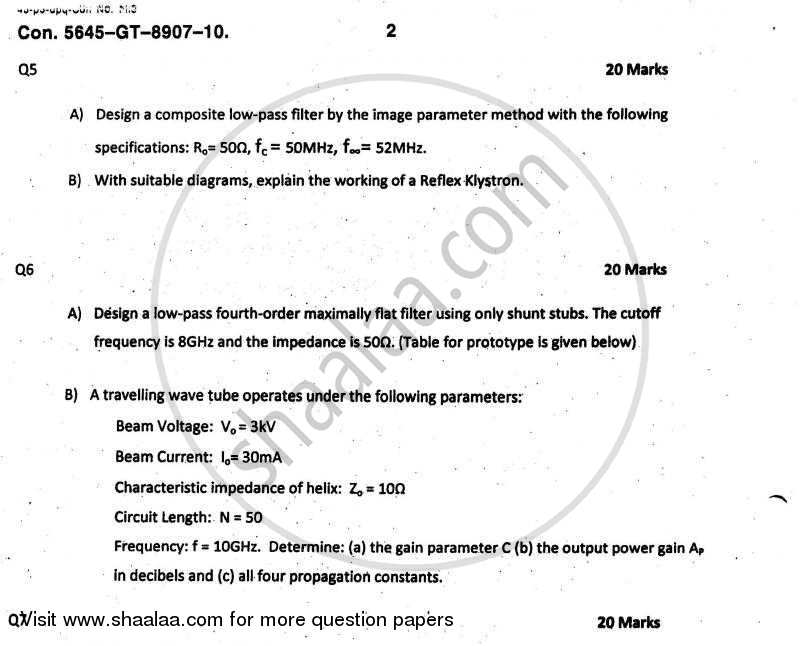 Fundamentals of Microwave Engineering 2010-2011 - B.E. - Semester 7 (BE Fourth Year) - University of Mumbai question paper with PDF download