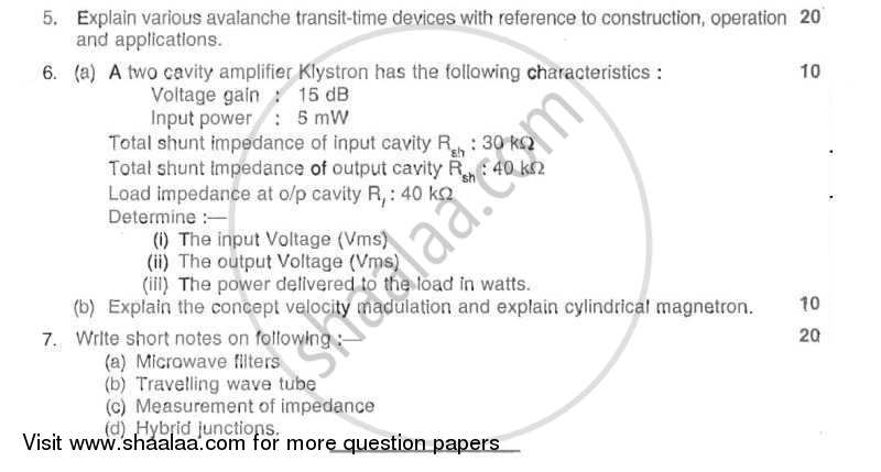 Fundamentals of Microwave Engineering 2011-2012 - B.E. - Semester 7 (BE Fourth Year) - University of Mumbai question paper with PDF download