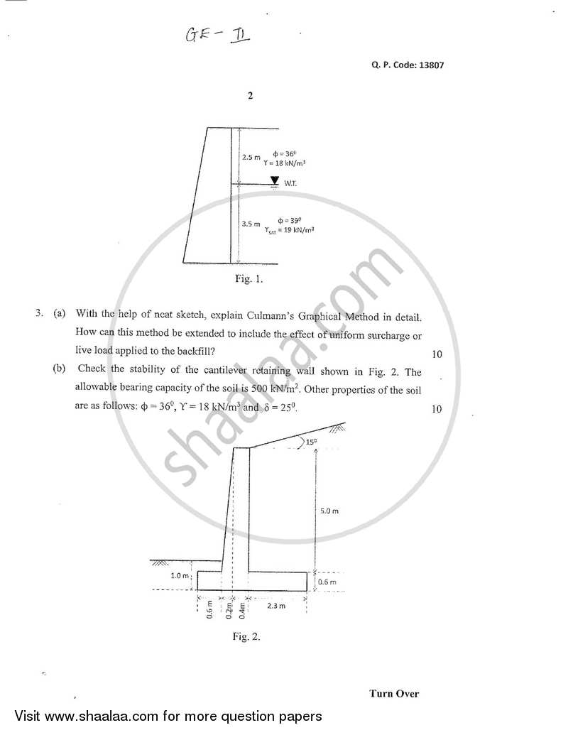 Geotechnical Engineering 2 2017-2018 - B.E. - Semester 6 (TE Third Year) - University of Mumbai question paper with PDF download