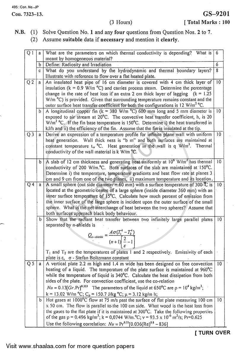 Heat and Mass Transfer 2012-2013 - B.E. - Semester 5 (TE Third Year) - University of Mumbai question paper with PDF download
