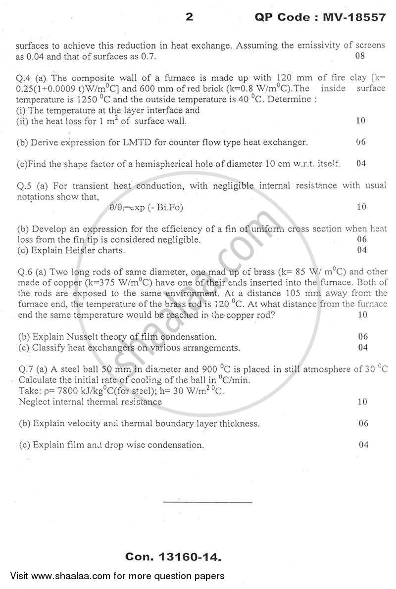 Heat and Mass Transfer 2013-2014 - B.E. - Semester 5 (TE Third Year) - University of Mumbai question paper with PDF download