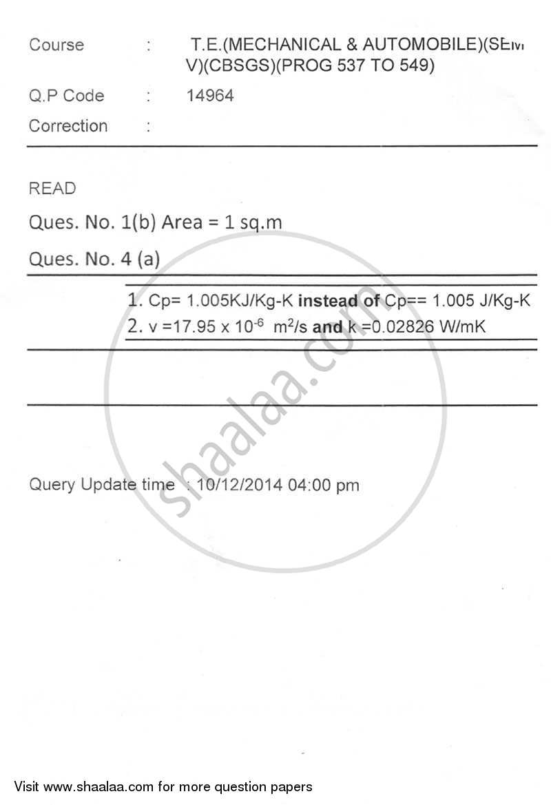 Heat and Mass Transfer 2014-2015 - B.E. - Semester 5 (TE Third Year) - University of Mumbai question paper with PDF download