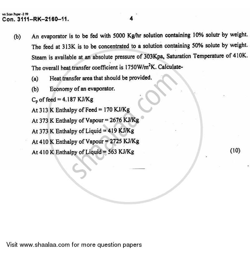 Heat Transfer Operations 1 2010-2011 - B.E. - Semester 5 (TE Third Year) - University of Mumbai question paper with PDF download