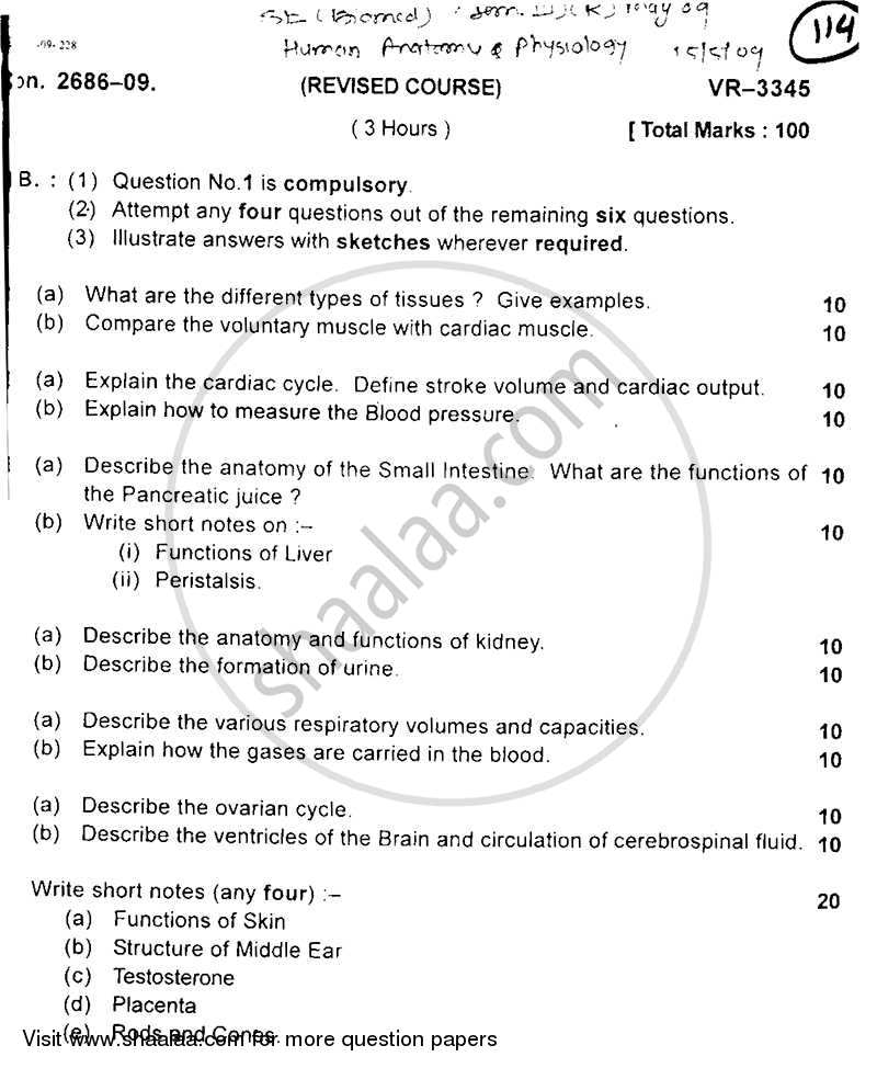 Human Anatomy and Physiology 2008-2009 - B.E. - Semester 3 (SE Second Year) - University of Mumbai question paper with PDF download