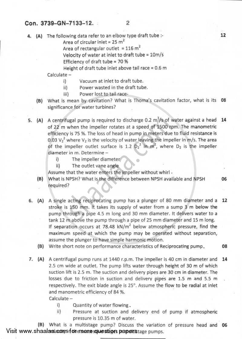 Hydraulic Machinery 2011-2012 - B.E. - Semester 6 (TE Third Year) - University of Mumbai question paper with PDF download