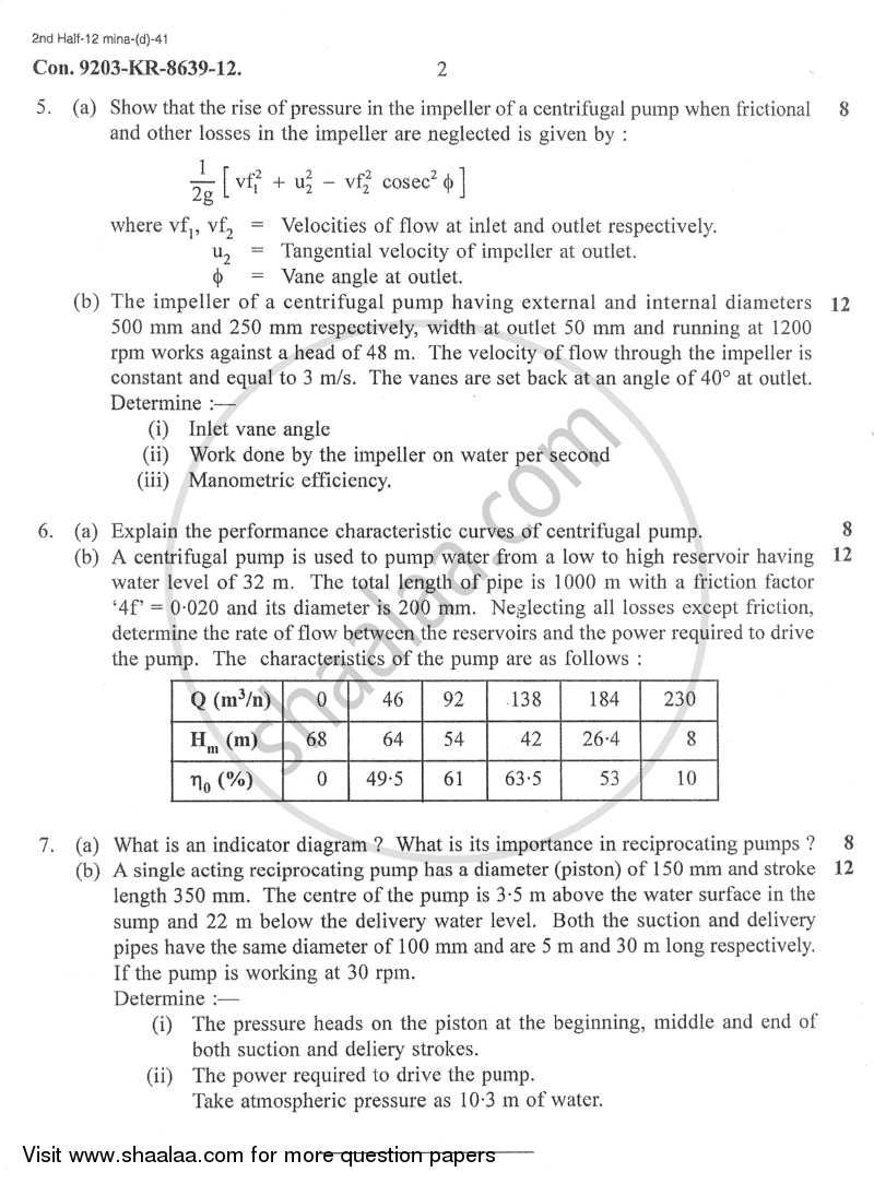 Internal Combustion Engines 2012-2013 BE Mechanical Engineering Semester 6  (TE Third Year) Old question paper with PDF download