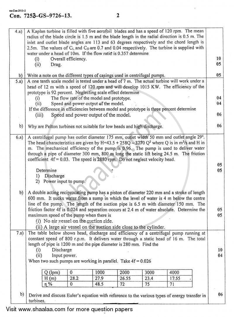 Hydraulic Machinery 2012-2013 - B.E. - Semester 6 (TE Third Year) - University of Mumbai question paper with PDF download