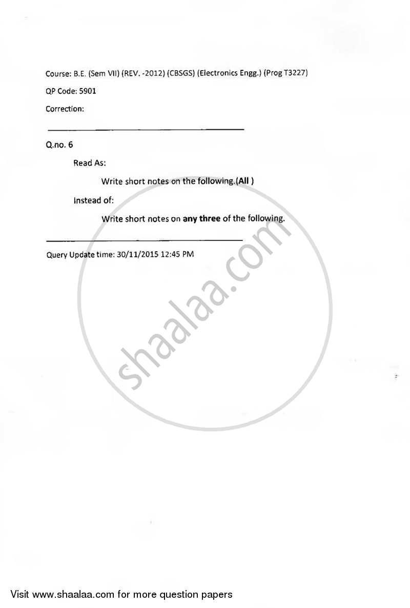 IC Technology 2015-2016 - B.E. - Semester 7 (BE Fourth Year) - University of Mumbai question paper with PDF download