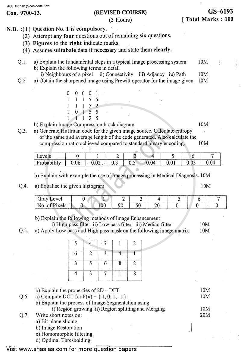 Image Processing 2012-2013 - B.E. - Semester 7 (BE Fourth Year) - University of Mumbai question paper with PDF download