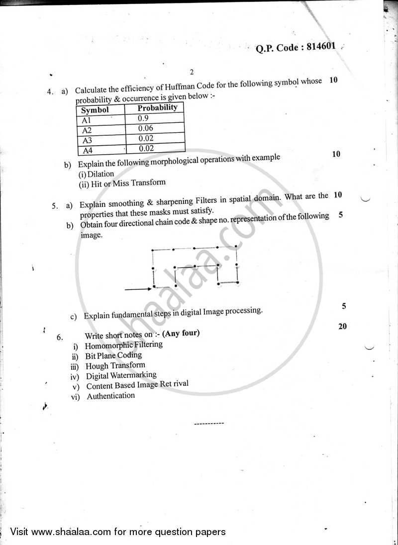 Image Processing 2016-2017 - B.E. - Semester 7 (BE Fourth Year) - University of Mumbai question paper with PDF download