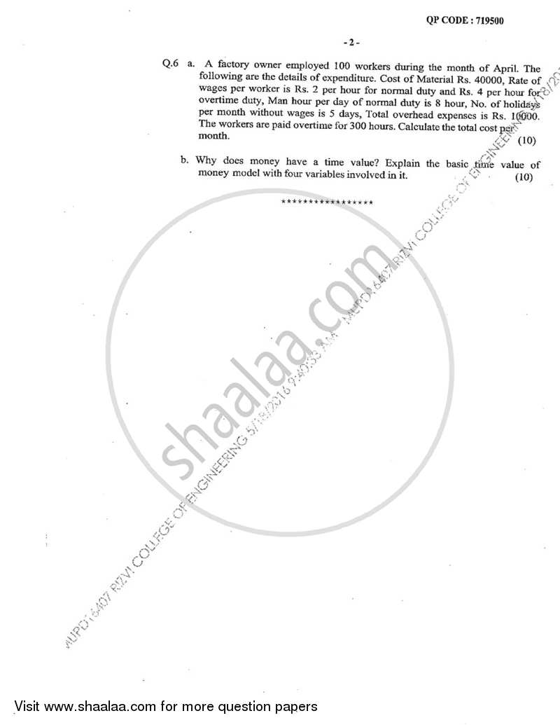 Industrial Engineering and Management 2015-2016 - B.E. - Semester 8 (BE Fourth Year) - University of Mumbai question paper with PDF download