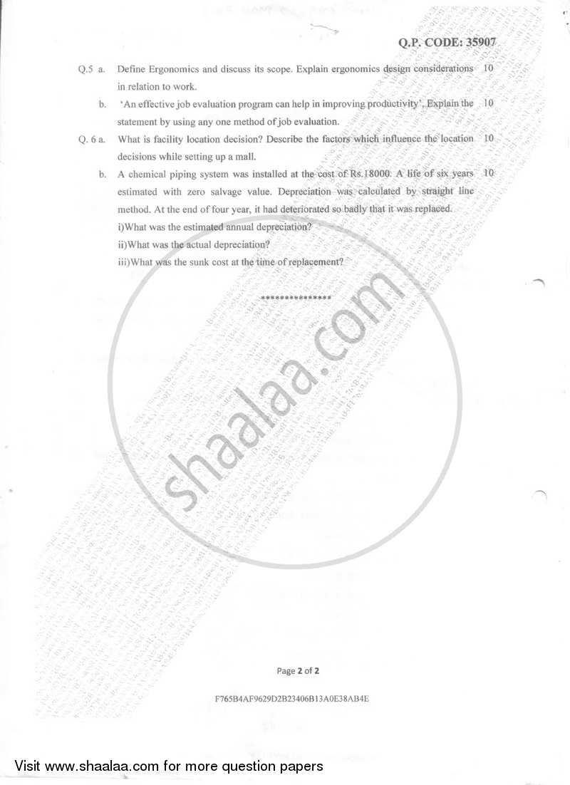 Industrial Engineering and Management 2017-2018 - B.E. - Semester 8 (BE Fourth Year) - University of Mumbai question paper with PDF download