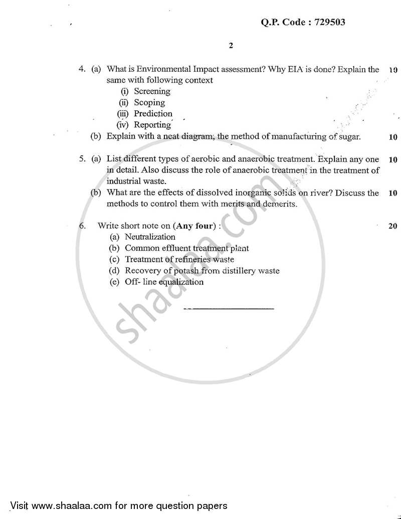 Industrial Waste Treatment 2016-2017 - B.E. - Semester 8 (BE Fourth Year) - University of Mumbai question paper with PDF download