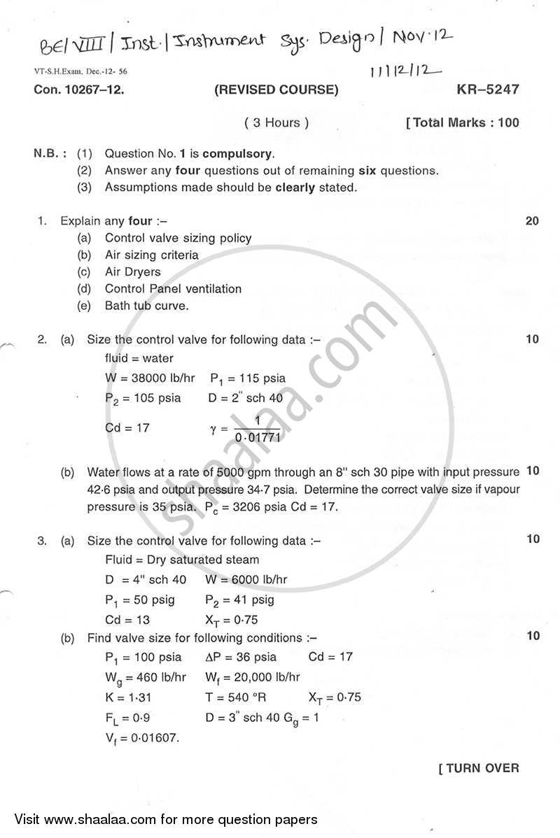 Instrument and System Design 2012-2013 - B.E. - Semester 8 (BE Fourth Year) - University of Mumbai question paper with PDF download