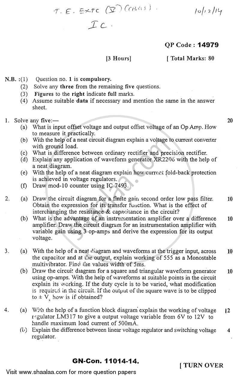 Integrated Circuits 2014-2015 - B.E. - Semester 5 (TE Third Year) - University of Mumbai question paper with PDF download