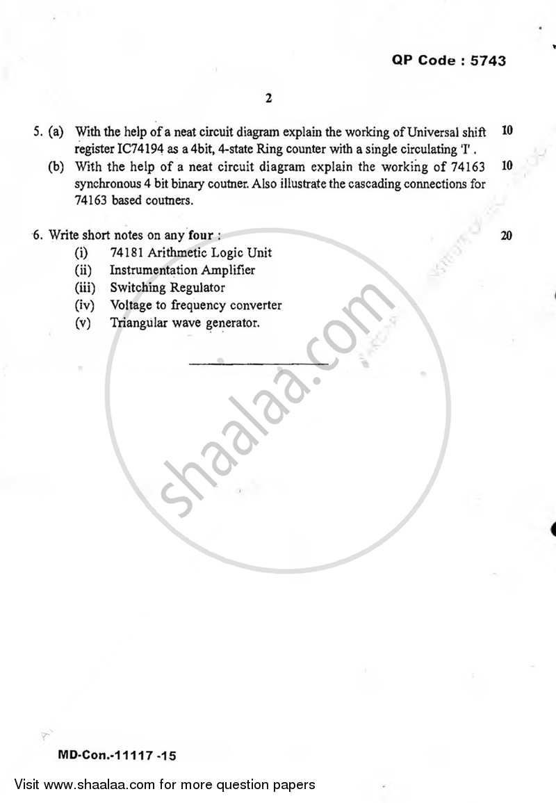 Integrated Circuits 2015-2016 - B.E. - Semester 5 (TE Third Year) - University of Mumbai question paper with PDF download
