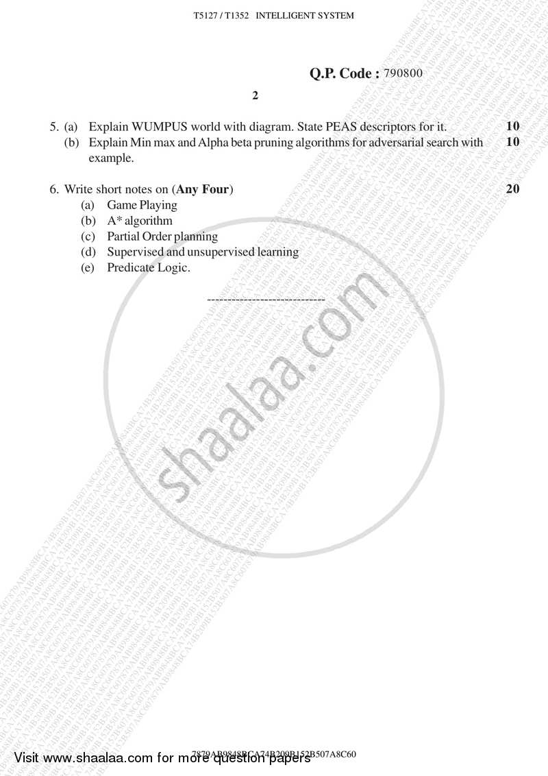 Intelligent System 2016-2017 - B.E. - Semester 7 (BE Fourth Year) - University of Mumbai question paper with PDF download