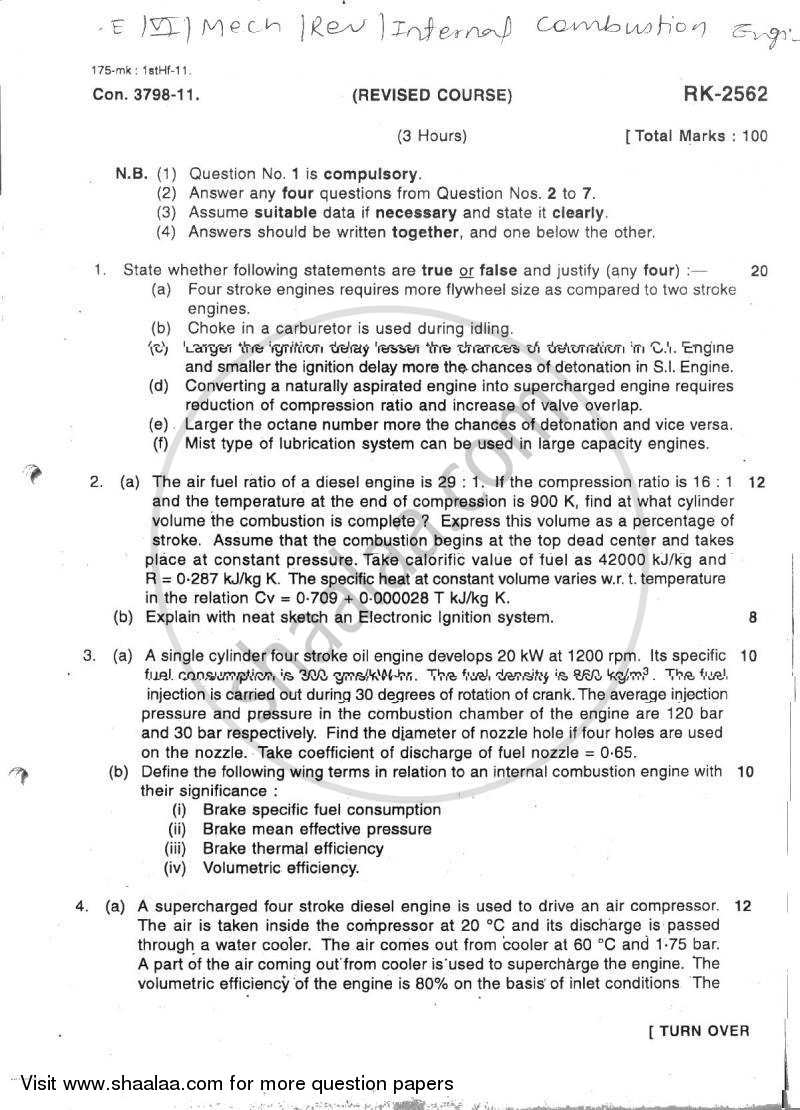 Internal Combustion Engine Question and Answer, PDF, Internal Combustion  Engine