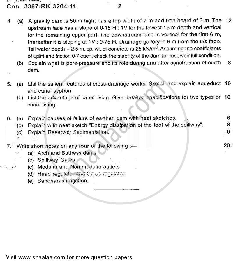 Irrigation Engineering 2010-2011 - B.E. - Semester 7 (BE Fourth Year) - University of Mumbai question paper with PDF download
