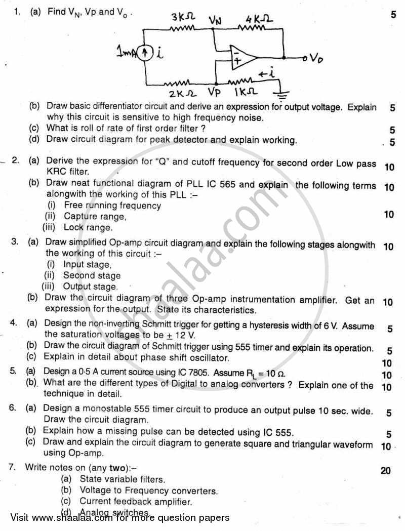 Linear Integrated Circuits and Design 2010-2011 - B.E. - Semester 5 (TE Third Year) - University of Mumbai question paper with PDF download