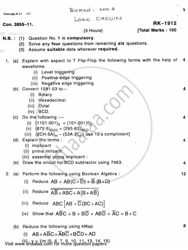 Logic Circuits 2010-2011 - B.E. - Semester 4 (SE Second Year) - University of Mumbai question paper with PDF download