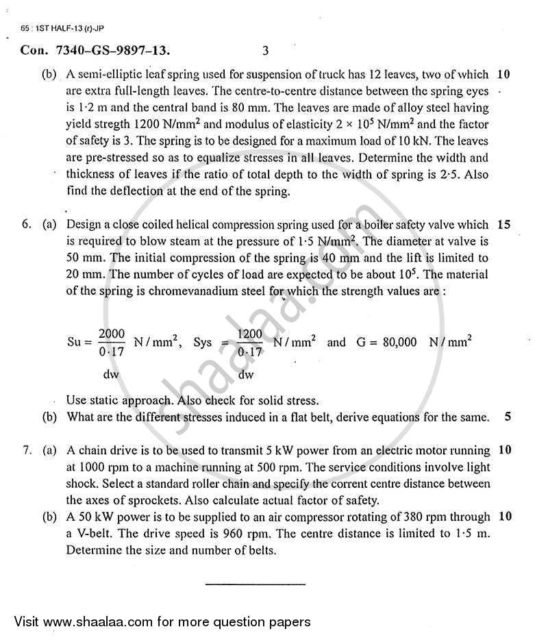 Machine Design 1 2012-2013 - B.E. - Semester 6 (TE Third Year) - University of Mumbai question paper with PDF download