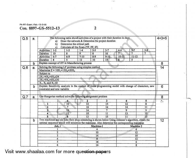 Manufacturing Planning and Control 2012-2013 - B.E. - Semester 7 (BE Fourth Year) - University of Mumbai question paper with PDF download