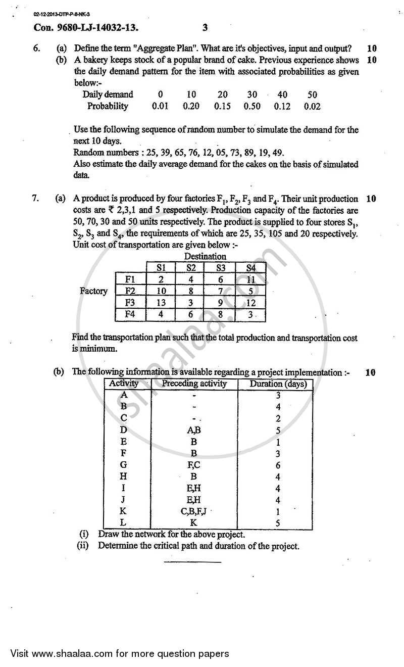 Manufacturing Planning and Control 2013-2014 - B.E. - Semester 7 (BE Fourth Year) - University of Mumbai question paper with PDF download