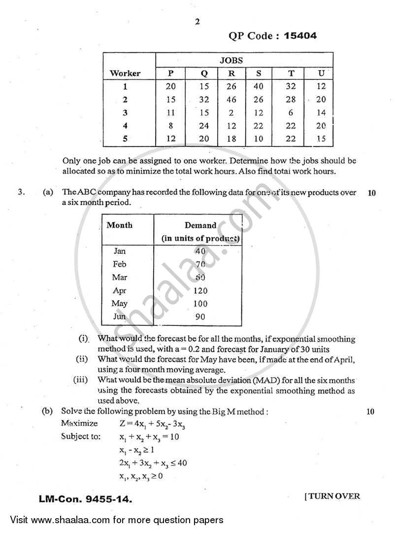 Manufacturing Planning and Control 2014-2015 - B.E. - Semester 7 (BE Fourth Year) - University of Mumbai question paper with PDF download