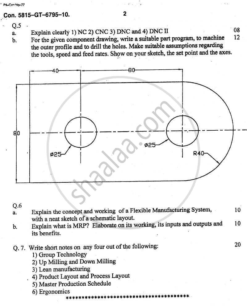 Manufacturing Processes, Planning and Systems 2010-2011 - B.E. - Semester 5 (TE Third Year) - University of Mumbai question paper with PDF download