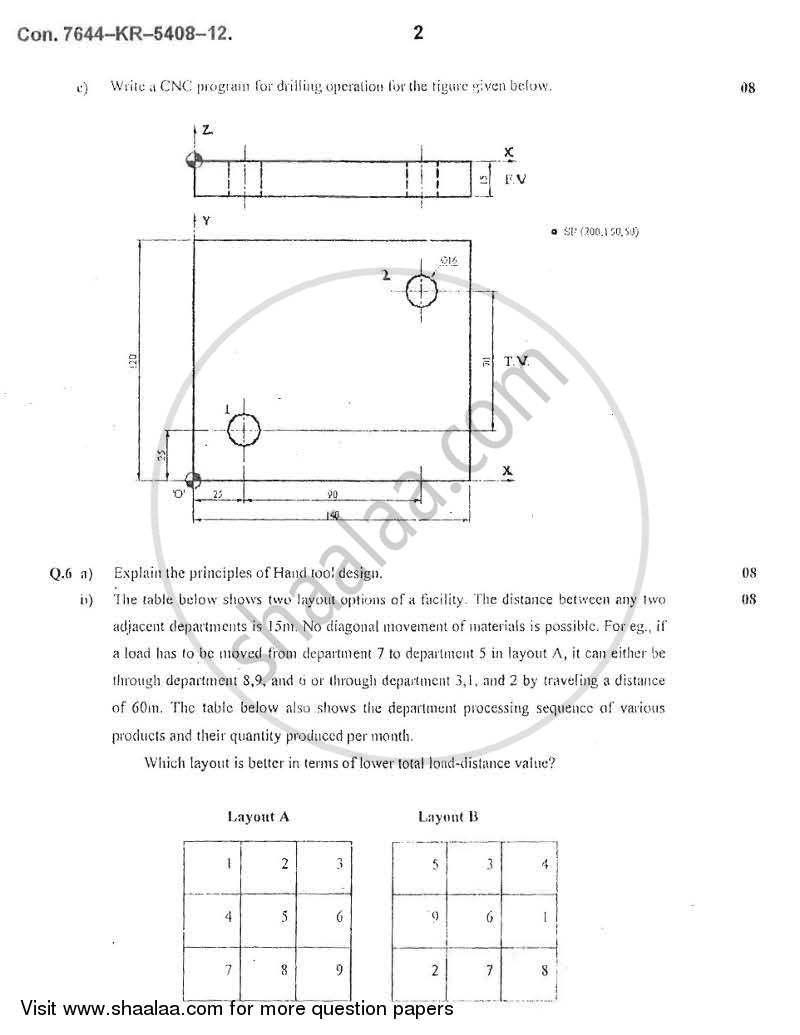 Manufacturing Processes, Planning and Systems 2012-2013 - B.E. - Semester 5 (TE Third Year) - University of Mumbai question paper with PDF download