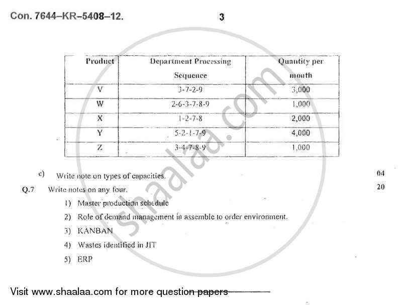 Manufacturing Processes, Planning and Systems 2012-2013 - B.E. - Semester 5 (TE Third Year) - University of Mumbai question paper with PDF download
