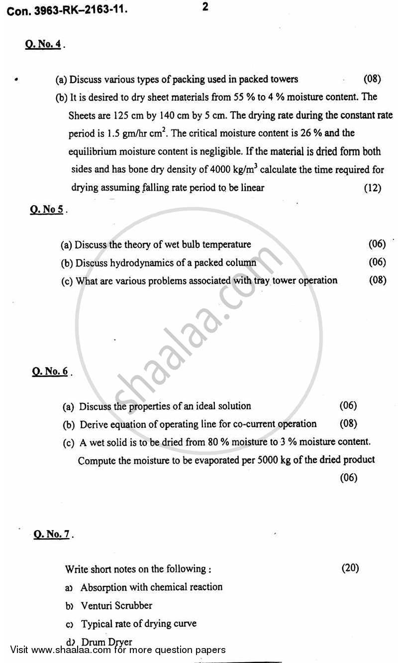 Mass Transfer Operations 1 2010-2011 - B.E. - Semester 5 (TE Third Year) - University of Mumbai question paper with PDF download