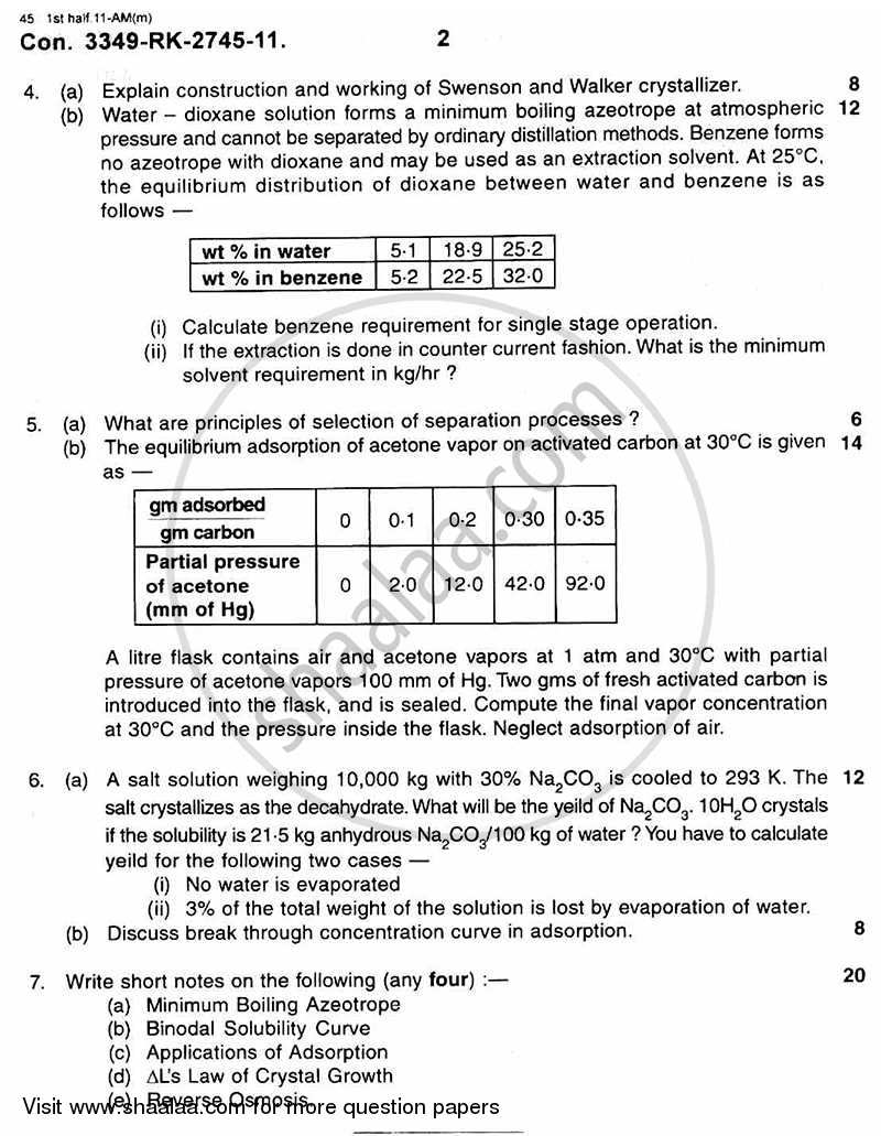 Mass Transfer Operations 2 2010-2011 - B.E. - Semester 6 (TE Third Year) - University of Mumbai question paper with PDF download