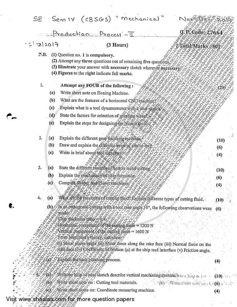 Material Technology 2017-2018 - B.E. - Semester 4 (SE Second Year) - University of Mumbai question paper with PDF download