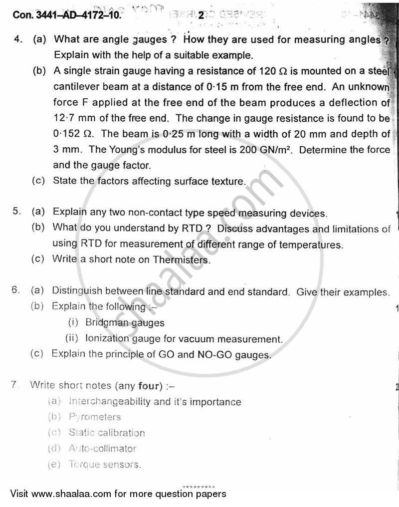 Mechanical Measurement and Metrology 2009-2010 - B.E. - Semester 5 (TE Third Year) - University of Mumbai question paper with PDF download