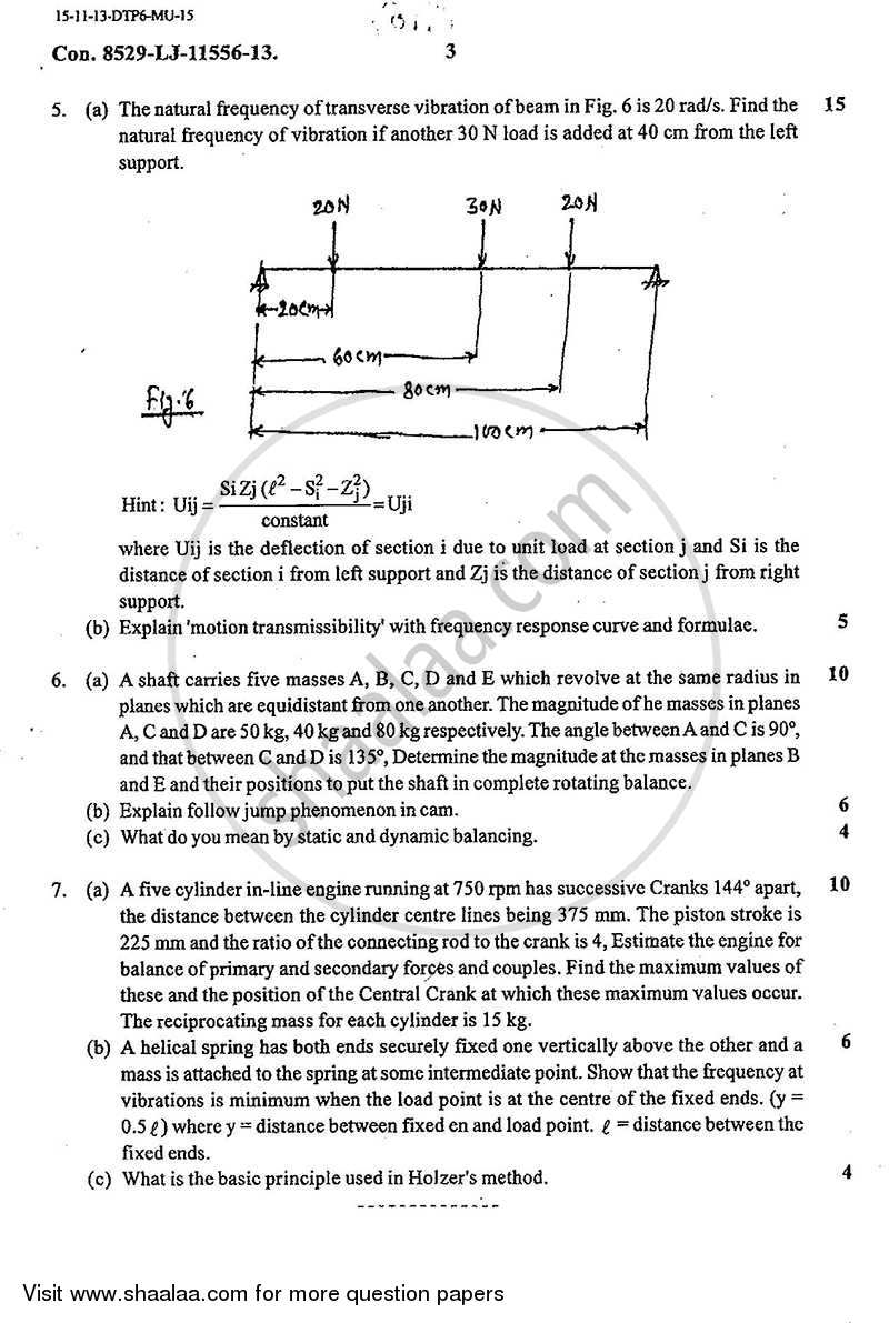 Mechanical Vibrations 2013-2014 - B.E. - Semester 6 (TE Third Year) - University of Mumbai question paper with PDF download