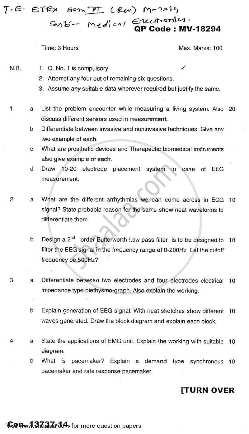 Medical Electronics 2013-2014 - B.E. - Semester 6 (TE Third Year) - University of Mumbai question paper with PDF download