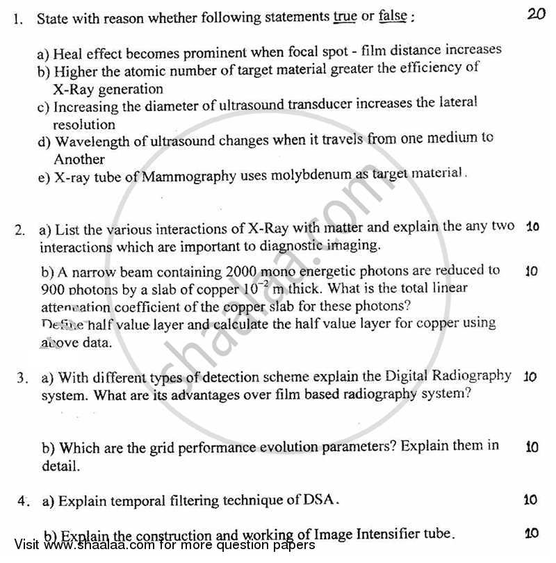 Medical Imaging-1 2010-2011 - B.E. - Semester 6 (TE Third Year) - University of Mumbai question paper with PDF download