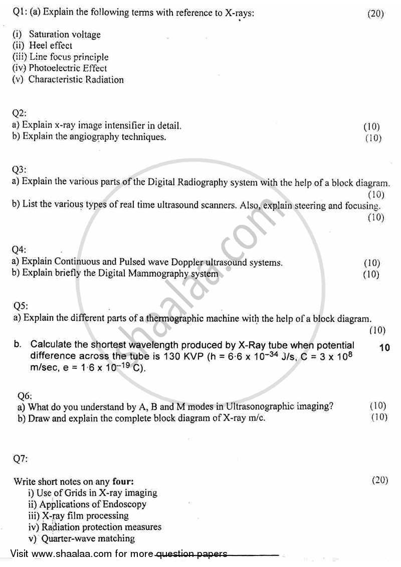 Medical Imaging-1 2011-2012 - B.E. - Semester 6 (TE Third Year) - University of Mumbai question paper with PDF download