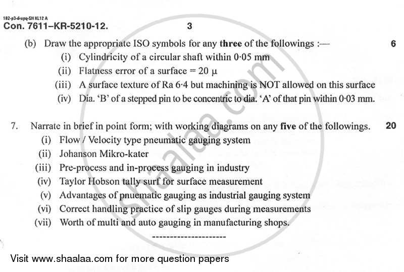 Metrology and Insturmentation 2012-2013 - B.E. - Semester 5 (TE Third Year) - University of Mumbai question paper with PDF download