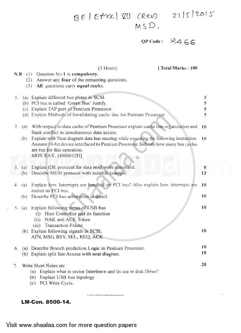 Micro Computer System Design 2014-2015 - B.E. - Semester 7 (BE Fourth Year) - University of Mumbai question paper with PDF download
