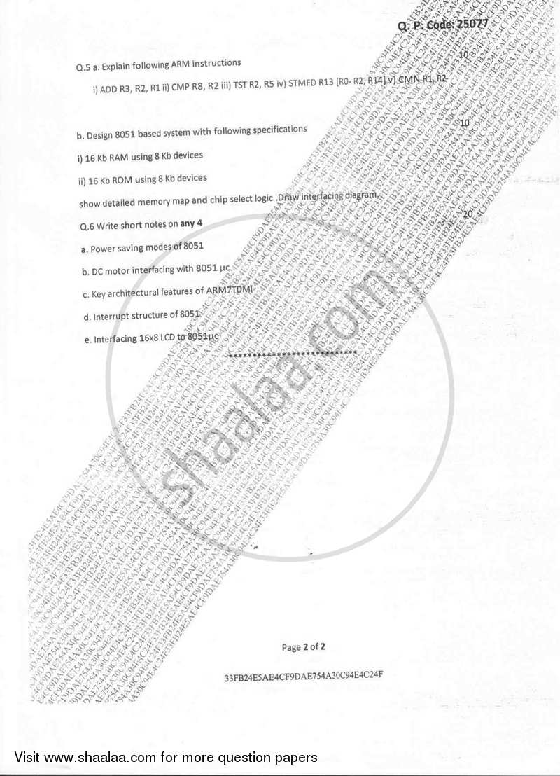 Microcontrollers and Application 2017-2018 - B.E. - Semester 5 (TE Third Year) - University of Mumbai question paper with PDF download